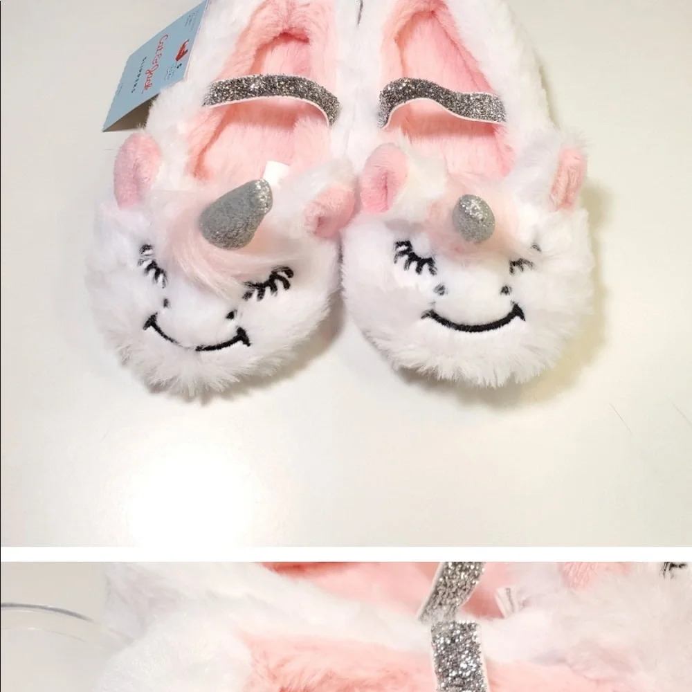 Cat & Jack Toddler Girls' Ballet Unicorn Slippers - NWT White -M 2t-3t